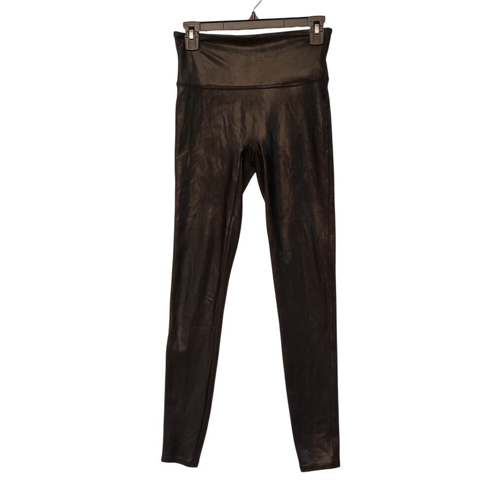 Spanx Leggings Black Faux Leather Women's Size Med